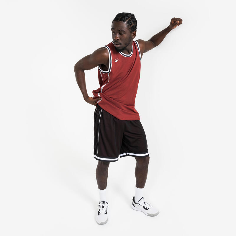 Maillot de Basketball sans manche réversible Adulte - TANK 500 noir rouge