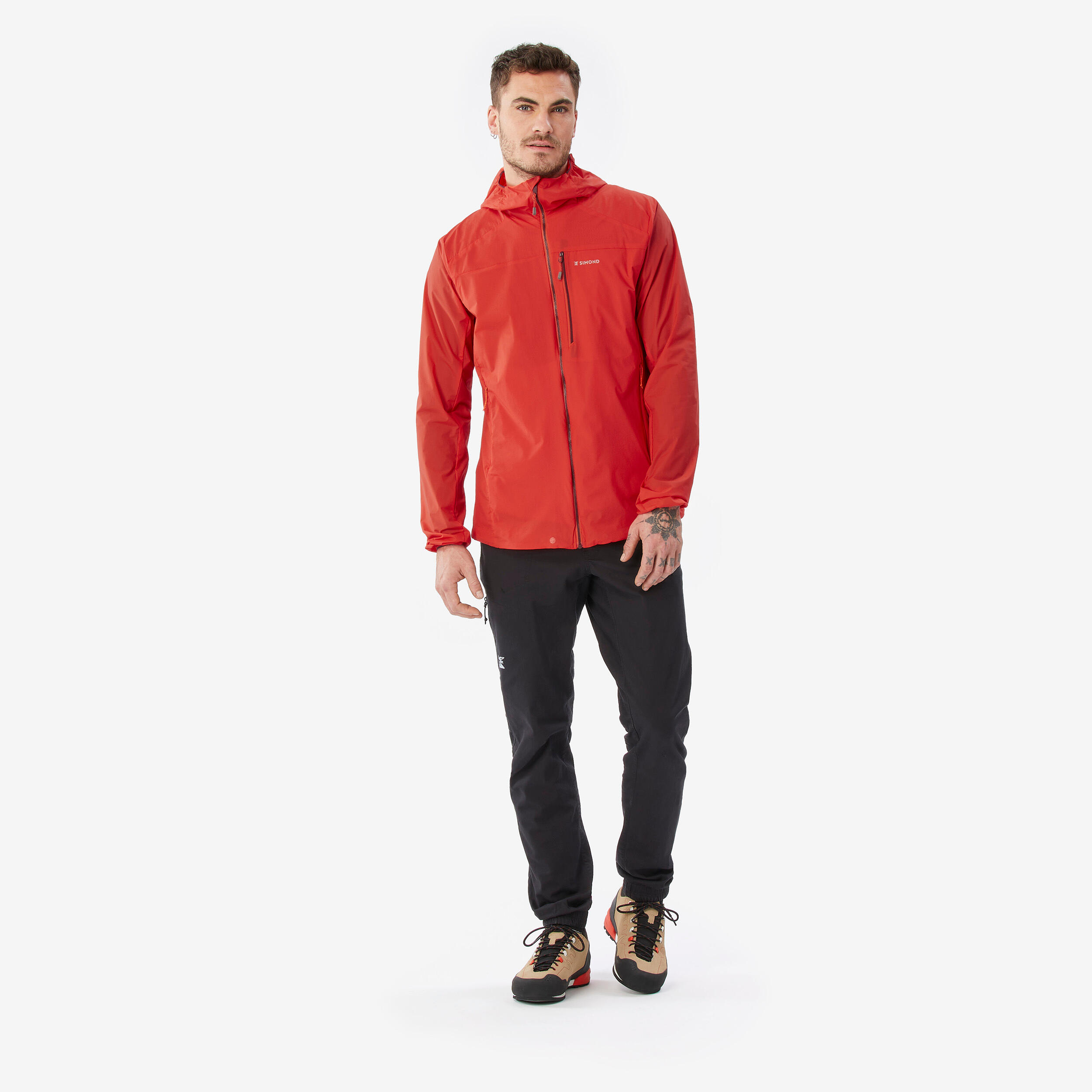 Casaco Corta-vento de Alpinismo Homem - Vermelho vivo 3/17