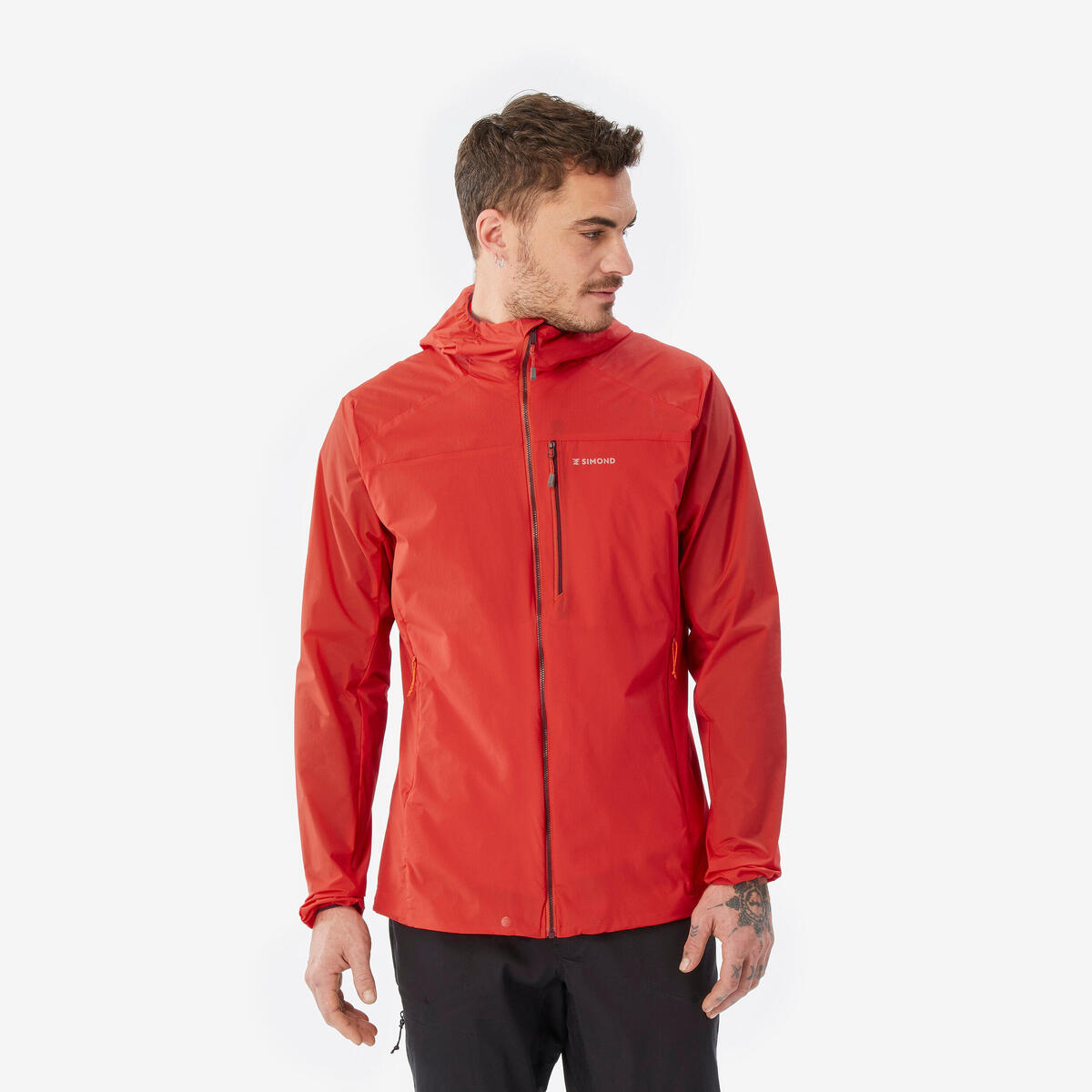 VESTE COUPE-VENT D'ALPINISME HOMME - ROUGE VERMILLON