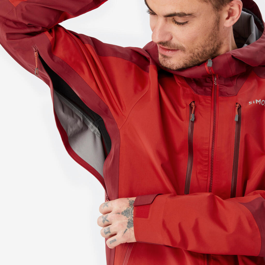 Men’s waterproof durable mountaineering jacket, red