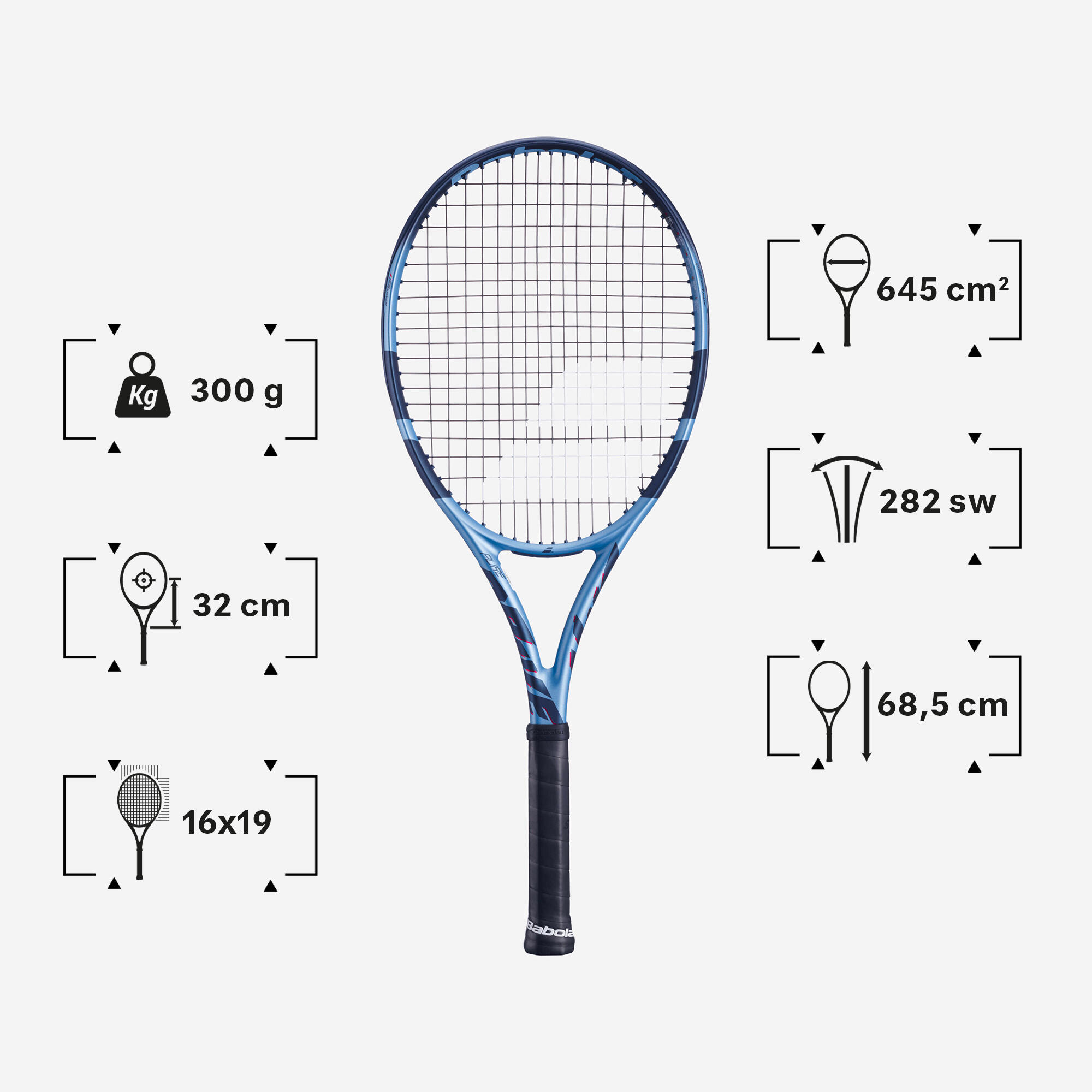 BABOLAT BABOLAT Pure Drive tenisová raketa 300 g svetlomodrá GRIP 2 · záber 3