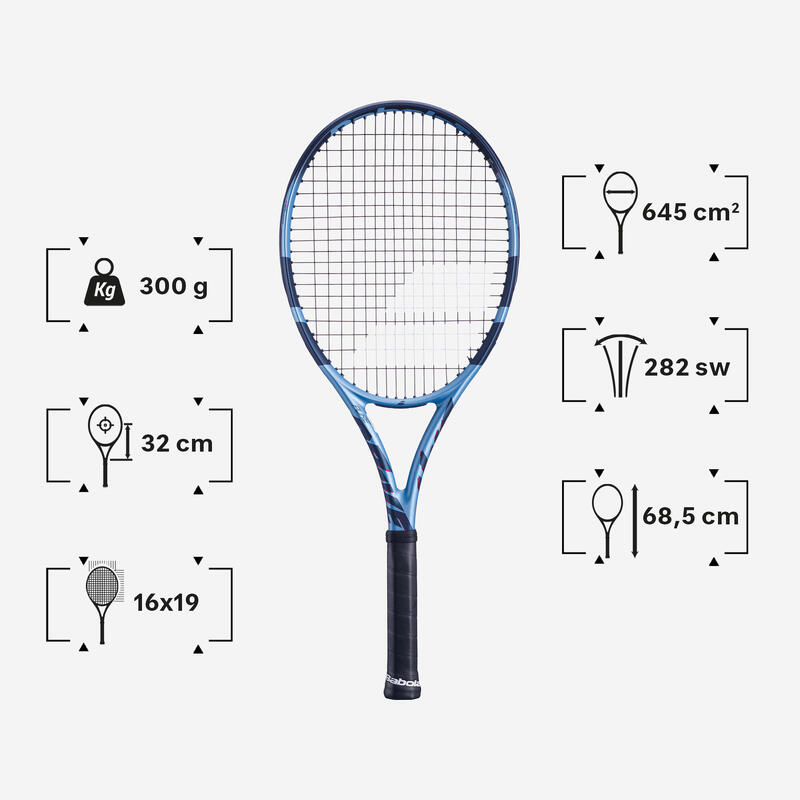 Yetişkin Tenis Raketi - 300 Gr - Açık Mavi - Babolat Pure Drive