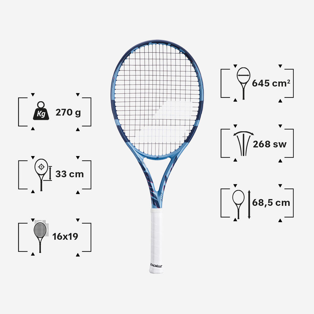 Reket za tenis za odrasle Pure Drive Lite 270 g svijetloplavi
