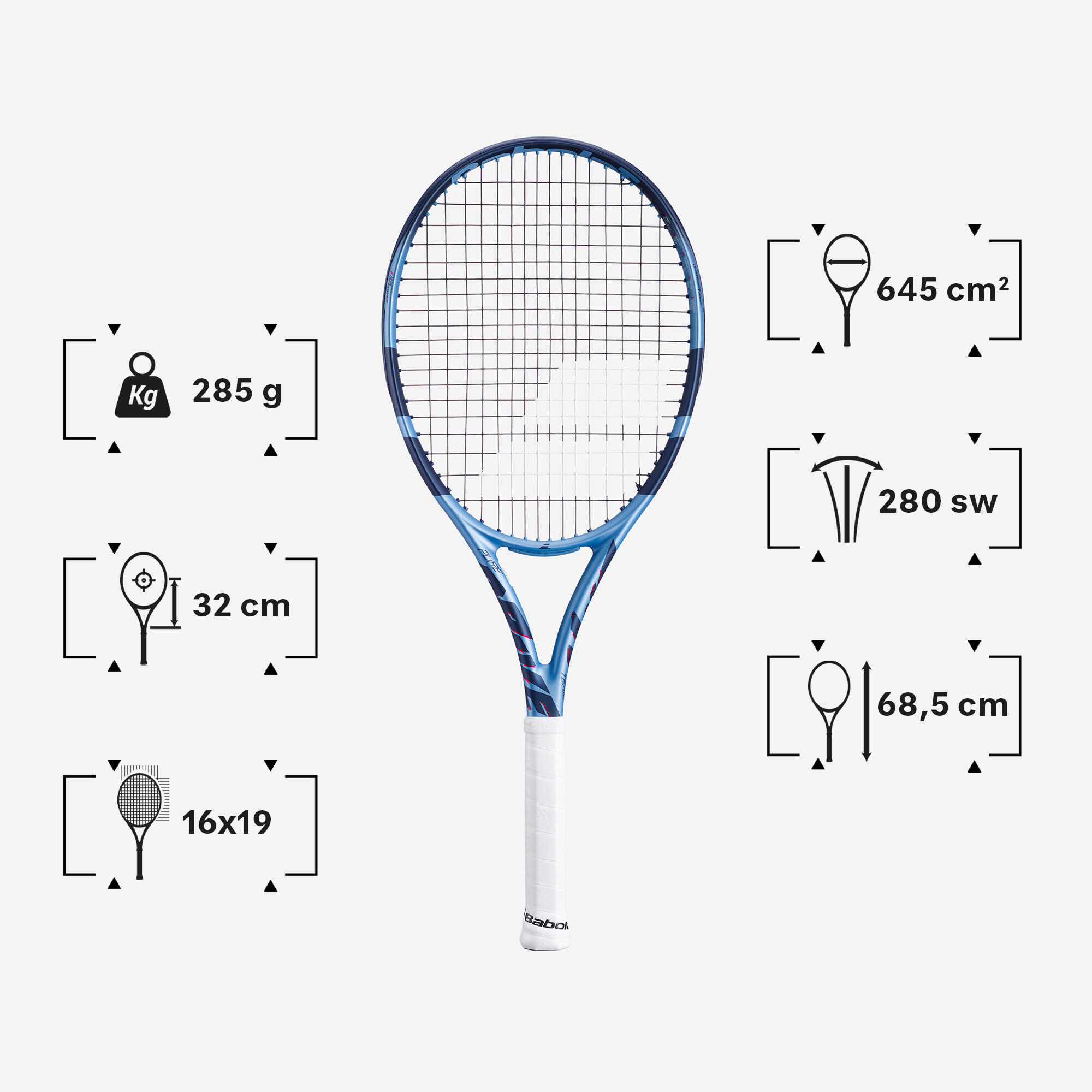 Adult Tennis Racket Pure Drive Team 285 g - Light Blue 2/8