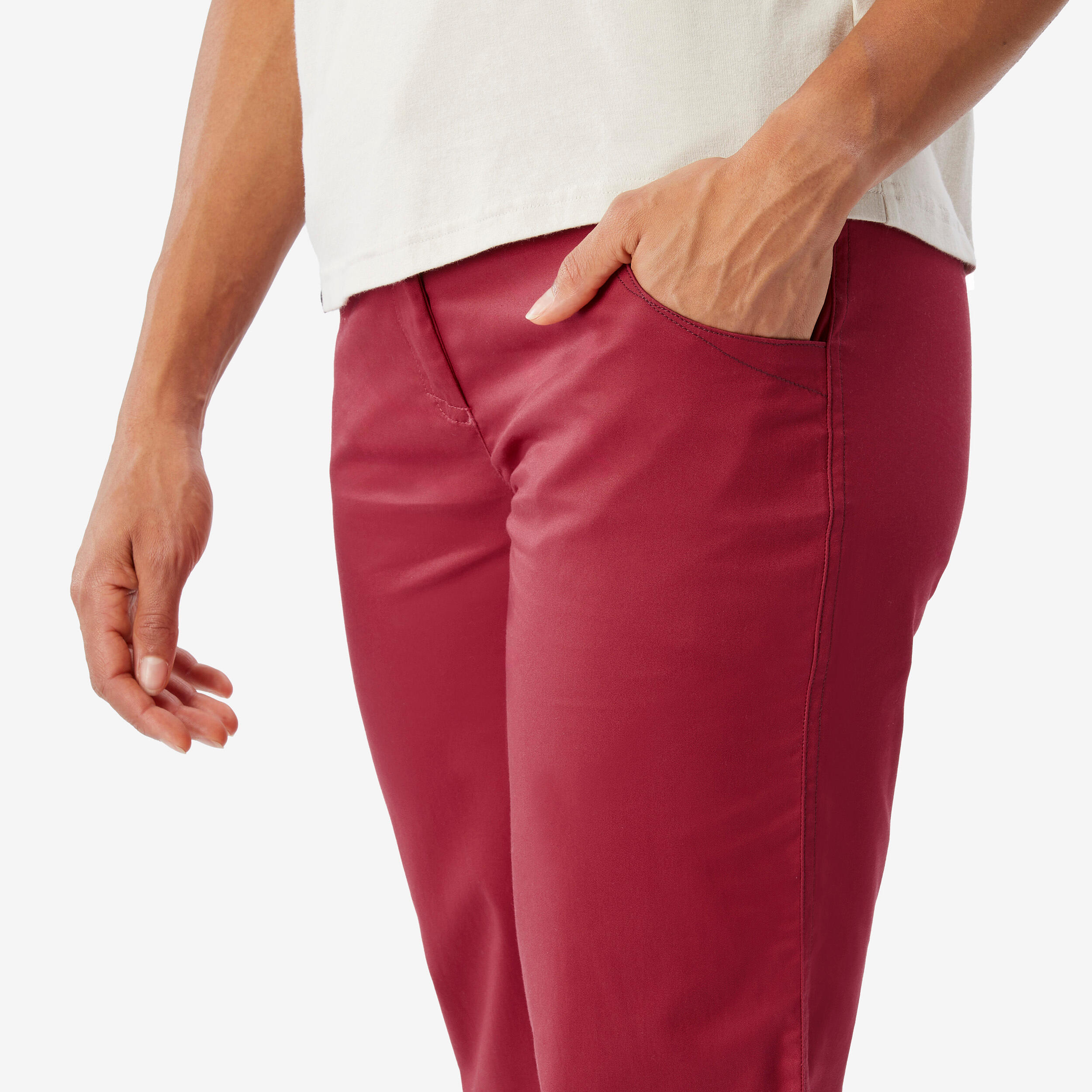 WOMEN’S COTTON STRETCH CLIMBING TROUSERS VERTIKA - RUBY RED 6/9