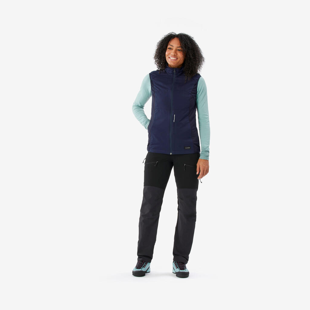 Women's mountain trekking windproof gilet - TREK 500 - Dark Blue
