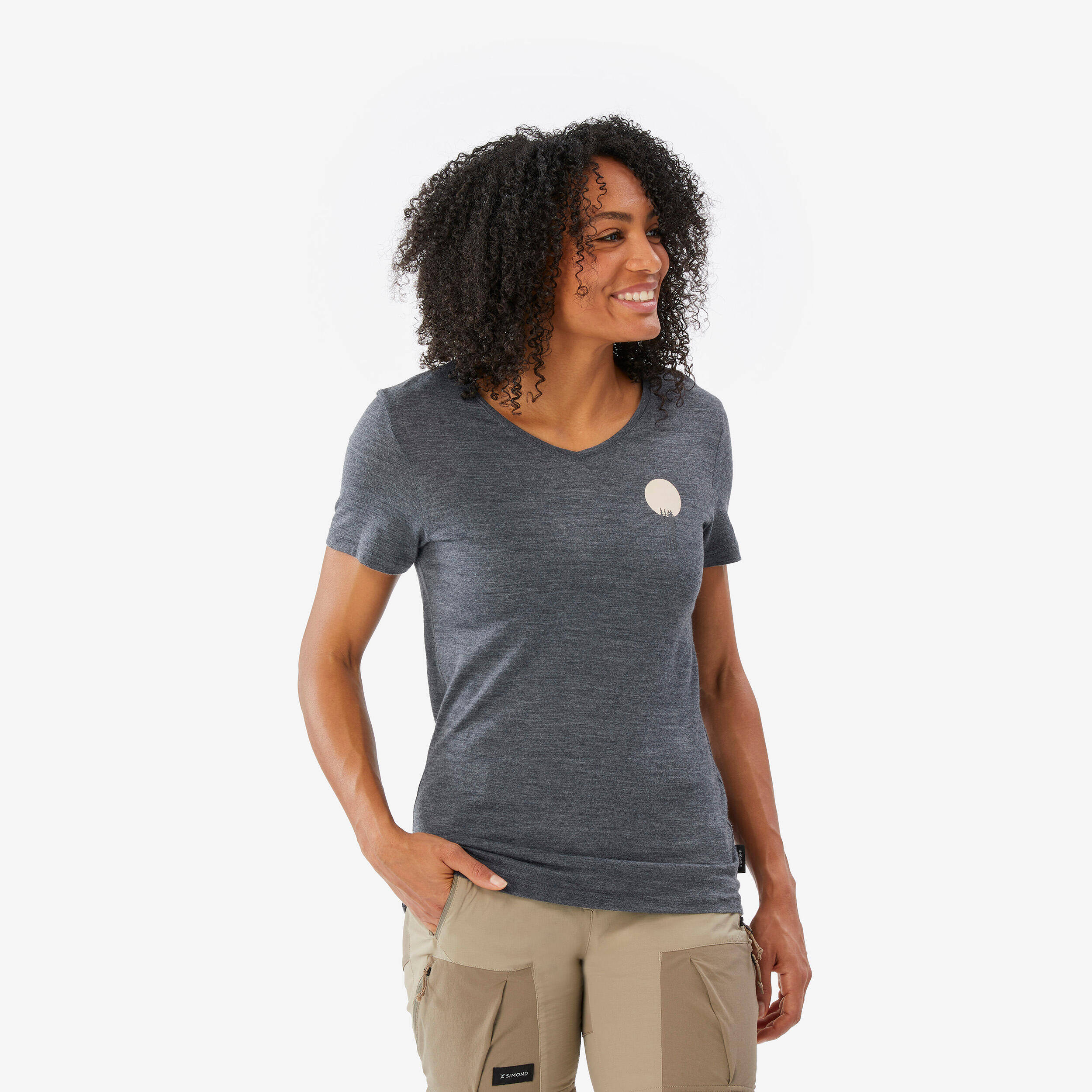 Women's Travel Trekking Merino Wool Short-Sleeved T-Shirt - TRAVEL 500