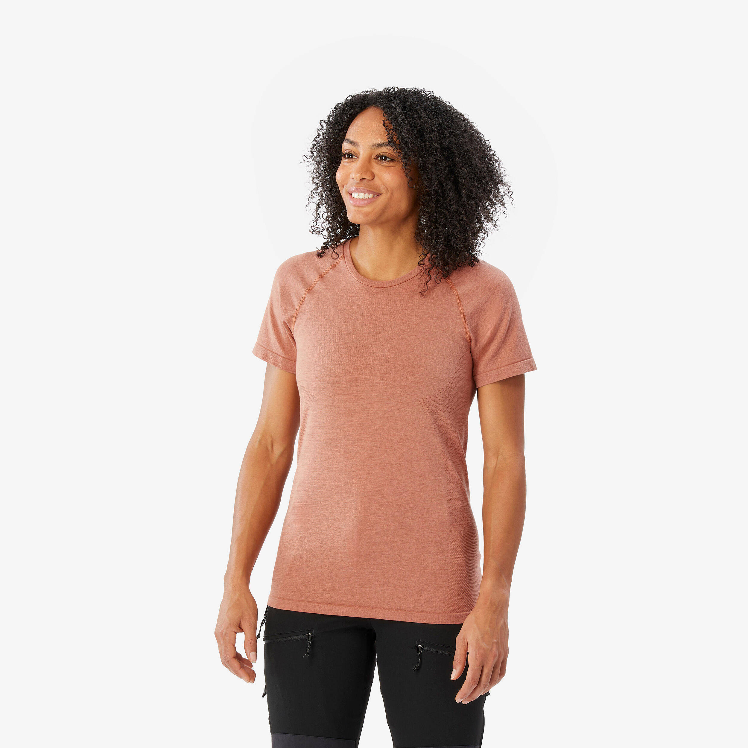 Women's seamless short-sleeved Merino wool trekking t-shirt - MT900 -  1