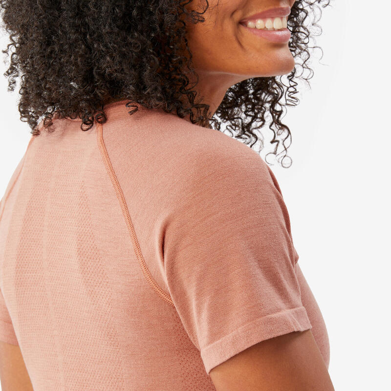 T-shirt de trek seamless manches courtes en laine mérinos - Femme - MT900