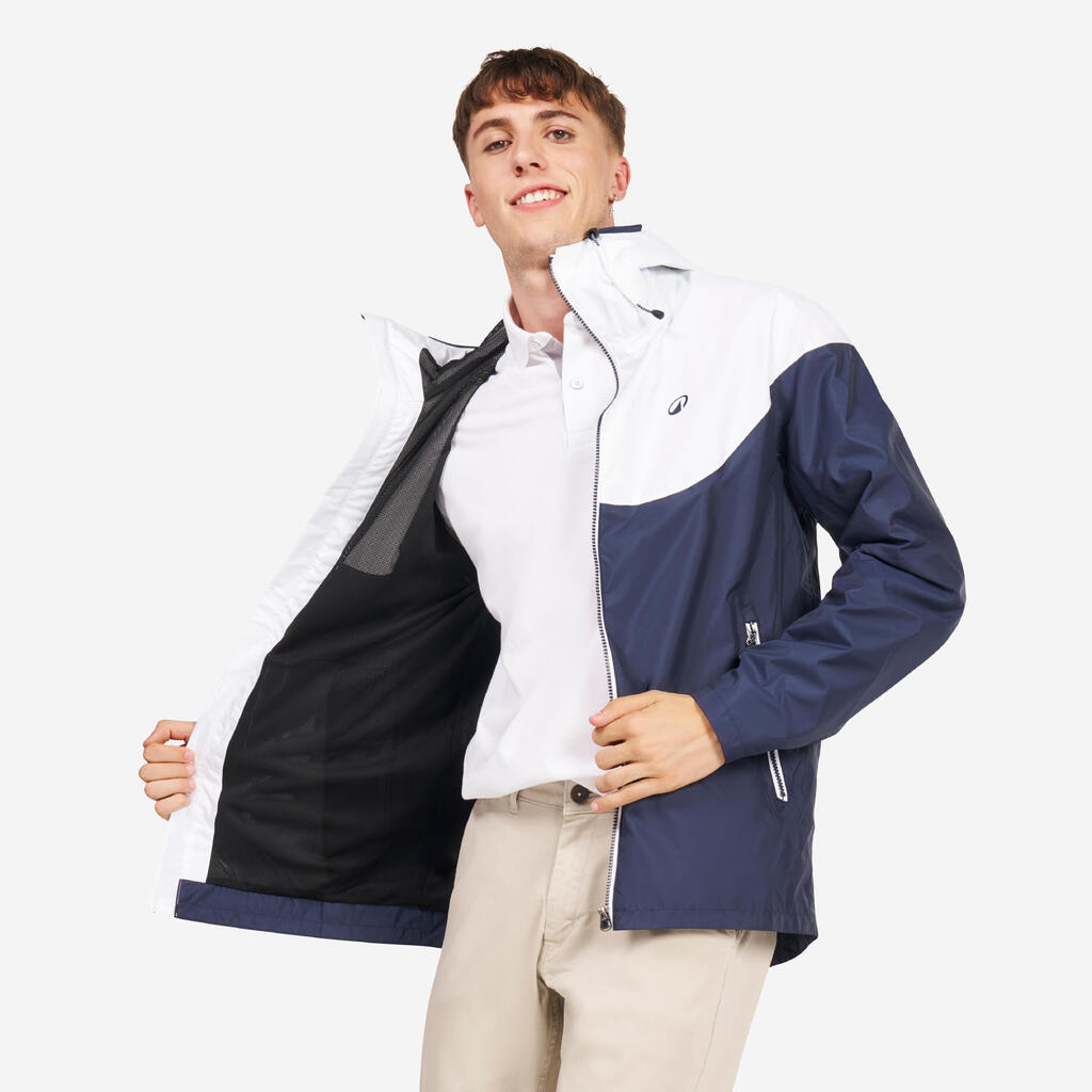 Regenjacke Segeln Herren wasserdicht winddicht 100 marineblau/weiß