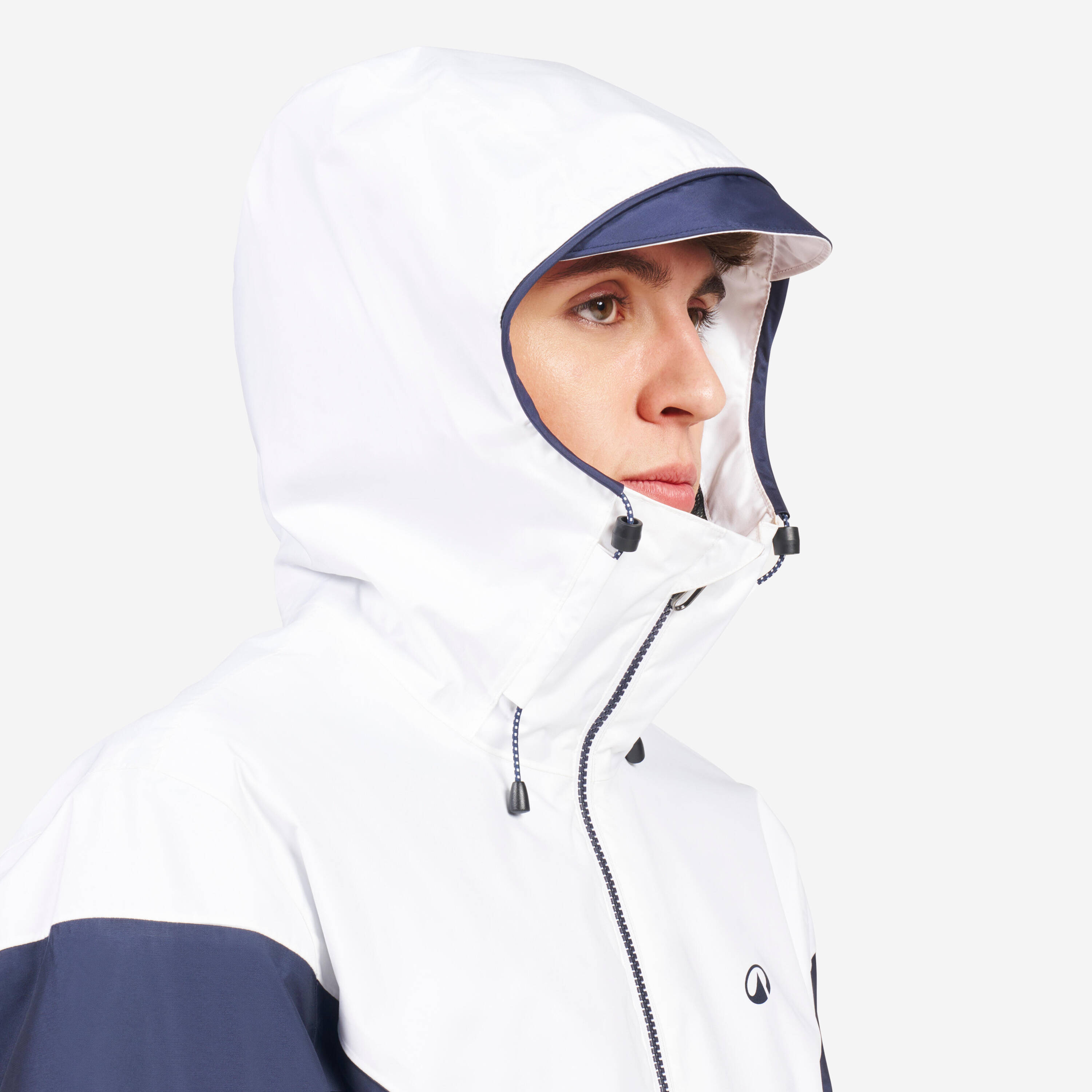Men Sailing Jacket 100 Waterproof Navy and White -  4