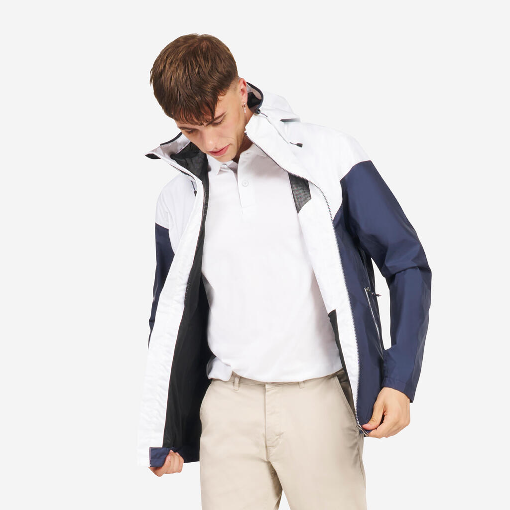 Regenjacke Segeln Herren wasserdicht winddicht 100 marineblau/weiß