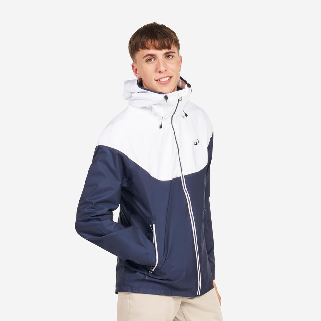 Regenjacke Segeln Herren wasserdicht winddicht 100 marineblau/weiß