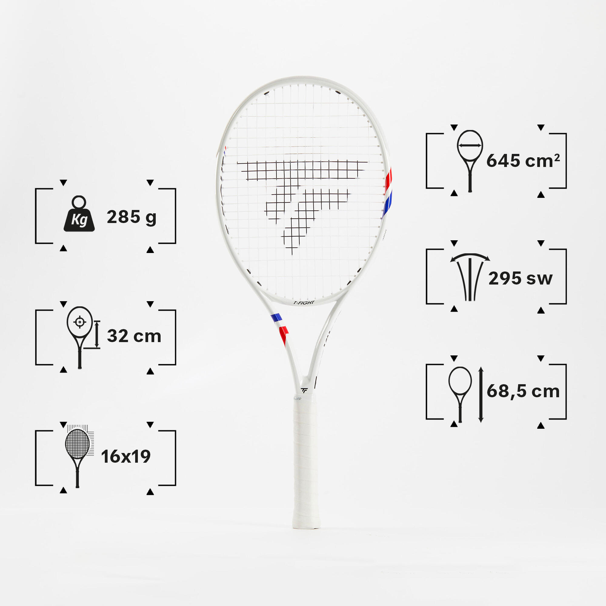 Yetişkin Tenis Raketi - Beyaz - Tecnifibre T-fight Isoflex 285 V2 2/19