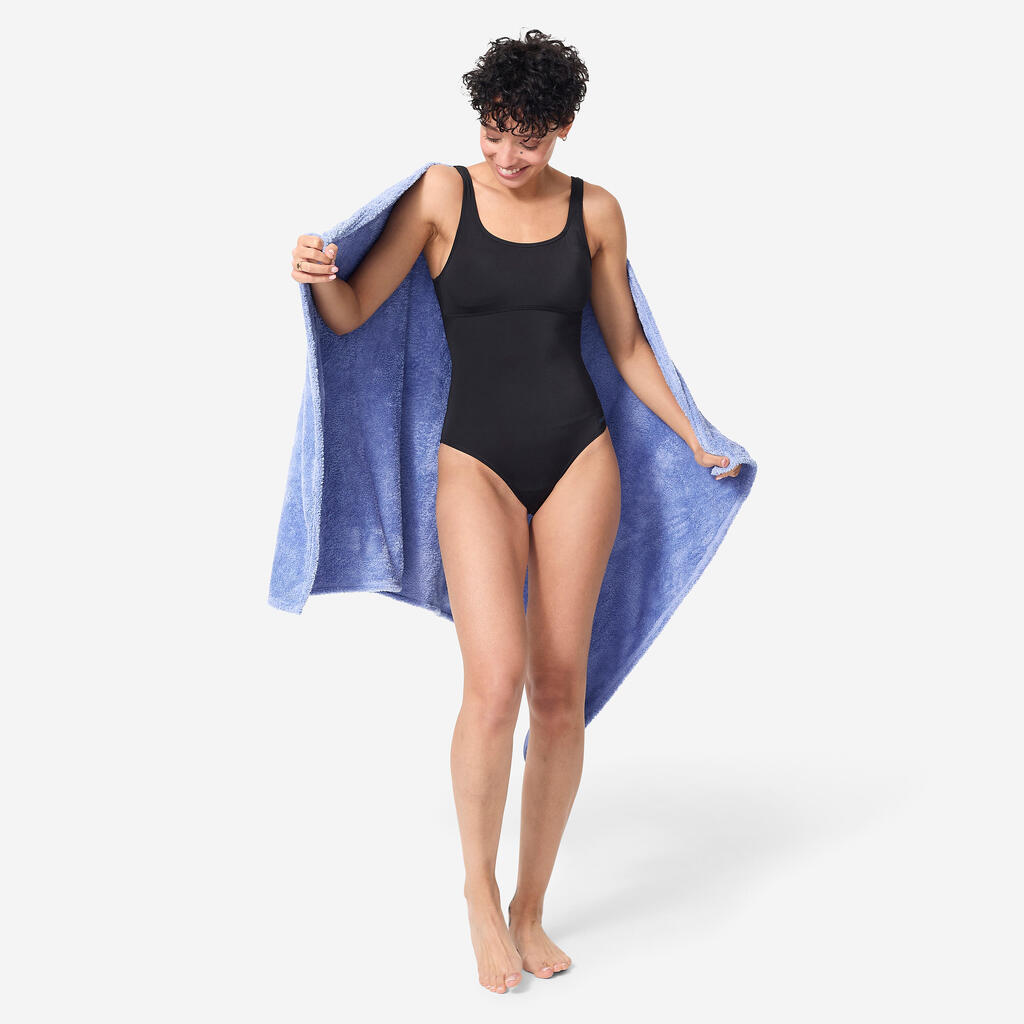 Serviette de bain microfibre ultra douce bleu taille l 80 x 130 cm