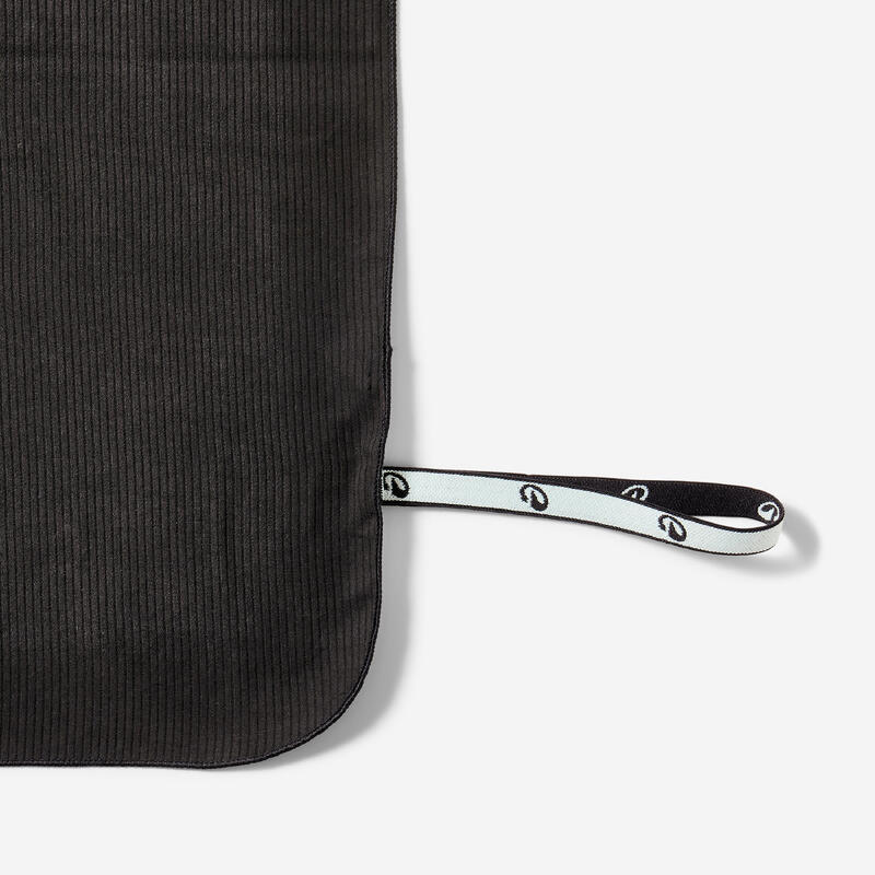 Serviette De Bain Microfibre A Rayures Noir/ Gris Taille XL 110 x 175 cm