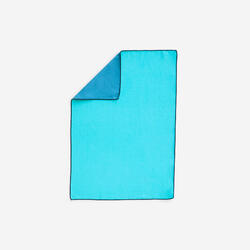Serviette de bain microfibre double face bleu/vert taille S 39 x 55 cm