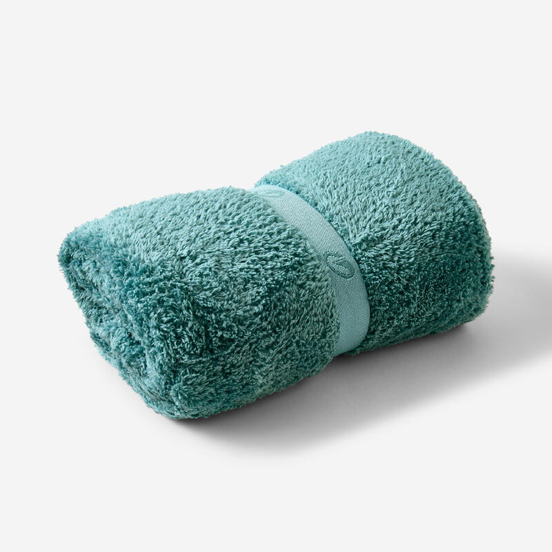Serviette de bain microfibre ultra douce taille L 80 x 130 cm - bleu