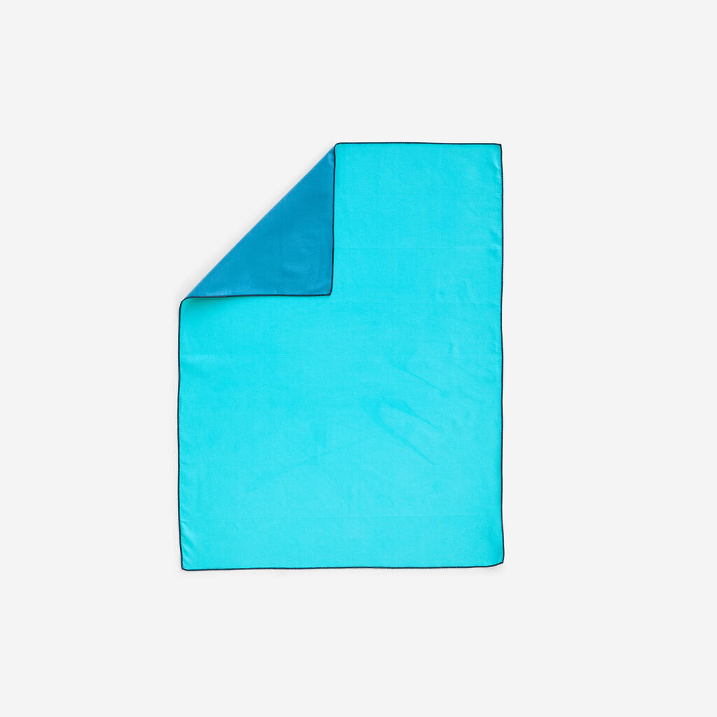 Serviette de bain microfibre double face vert/bleu taille M 60 x 80 cm