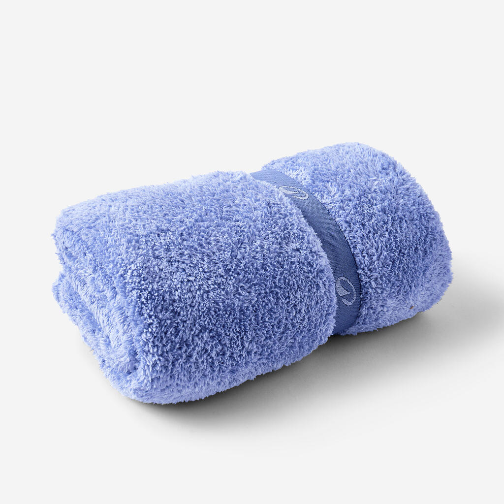 Serviette de bain microfibre ultra douce bleu taille l 80 x 130 cm