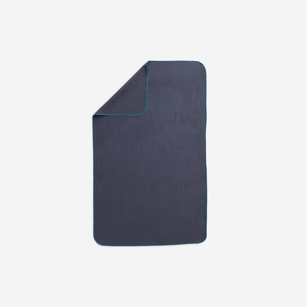 Serviette de bain microfibre à rayures bleu foncé taille L 80 x 130 cm