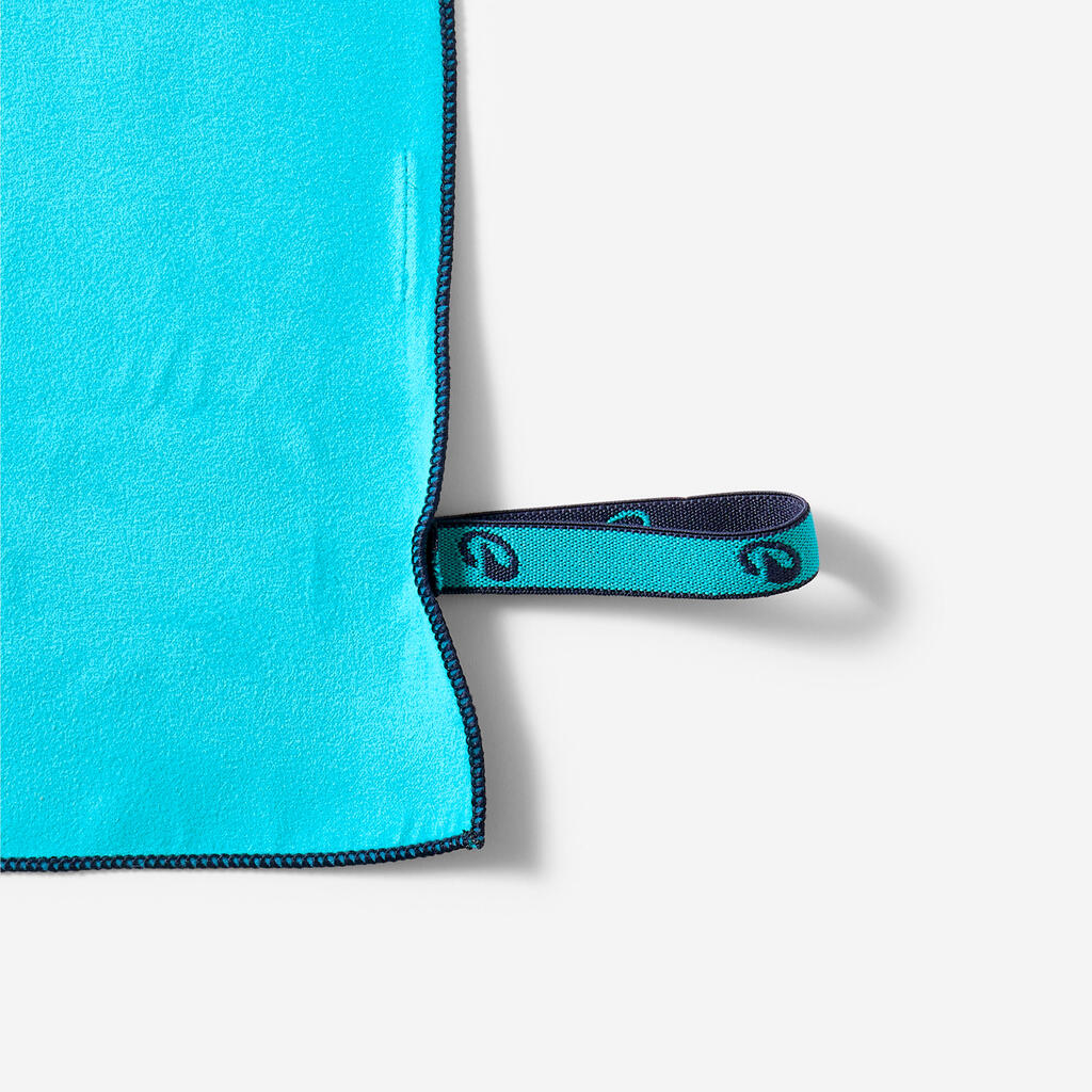 Serviette de bain microfibre double face bleu/vert taille S 39 x 55 cm