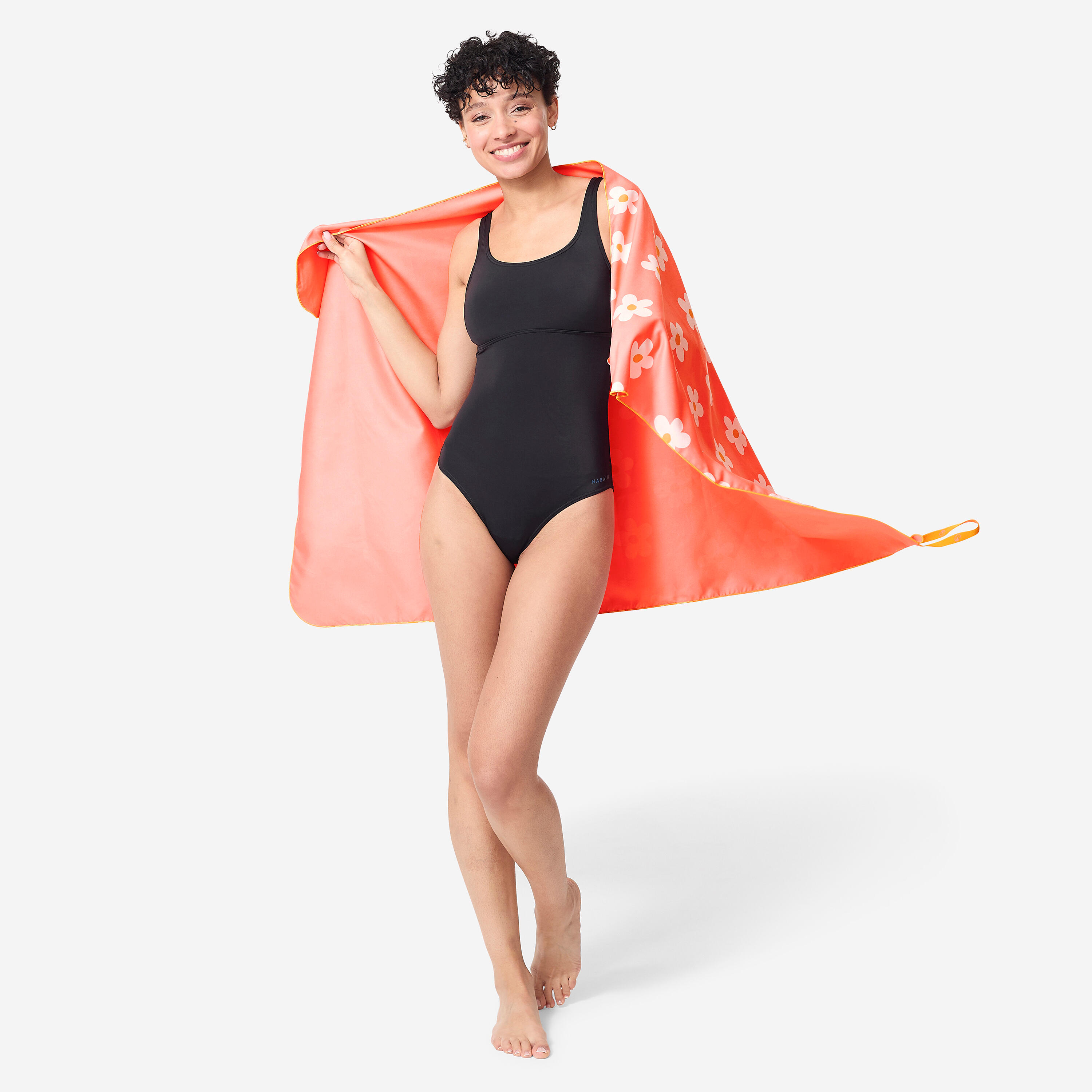 Compact Microfibre Swimming Towel Size L 80 x 130 cm - print