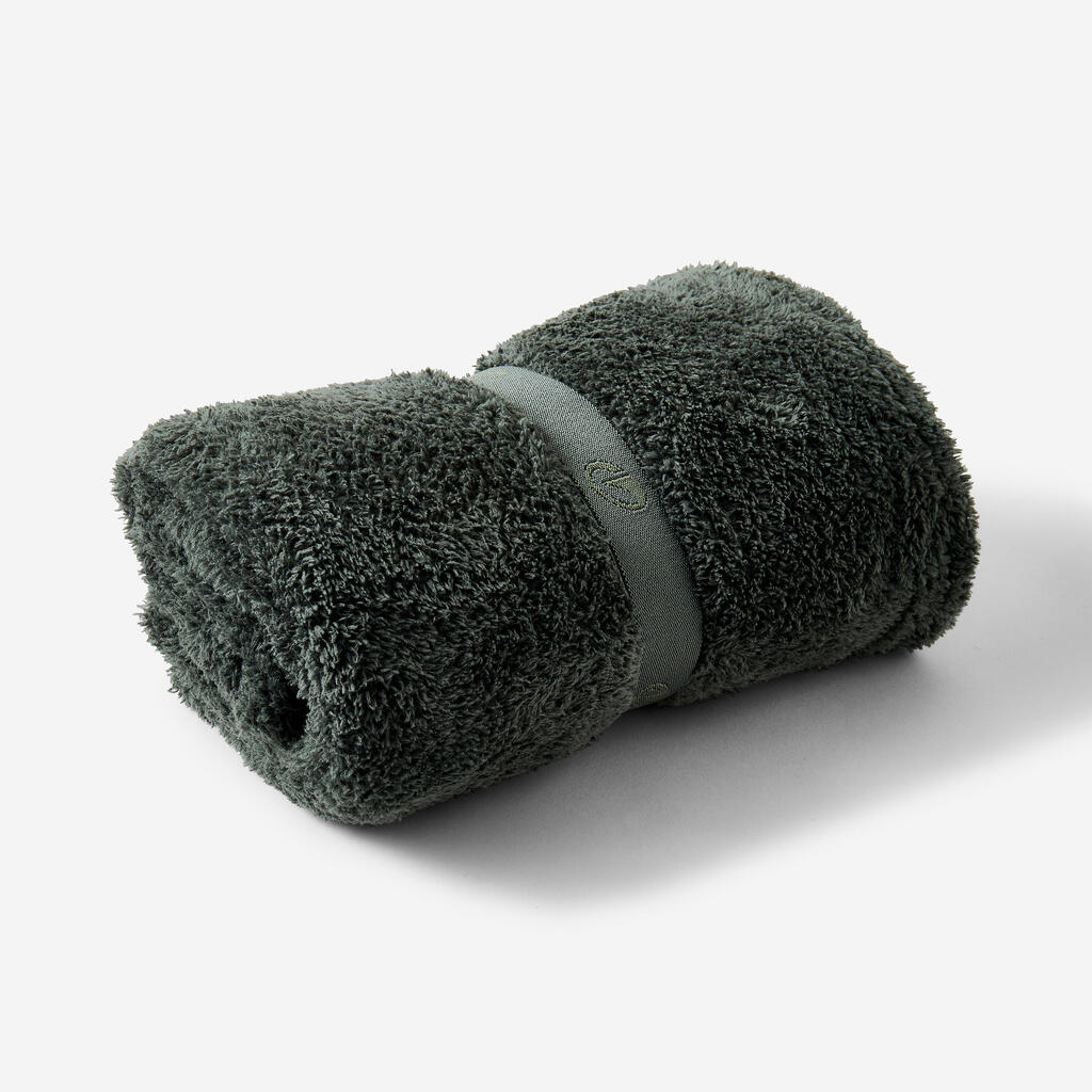 Serviette de bain microfibre ultra douce vert kaki taille l 80 x 130 cm