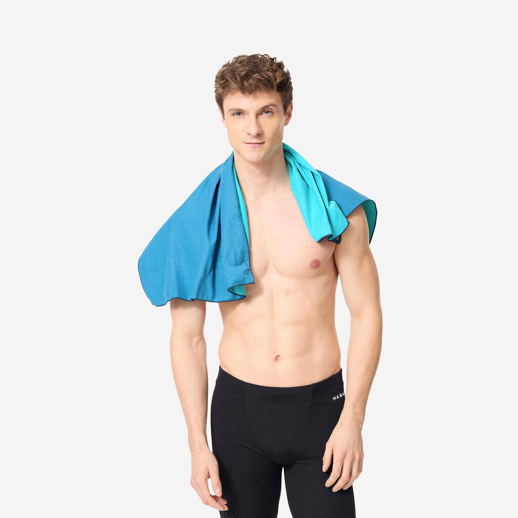 Microfibre Towel for Swimming Size M 60 x 80 cm double-sided Blue/Green