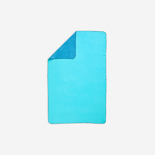 Serviette Microfibre Double Face Bleu/Vert Ultra Compacte Taille XL 110 x 175 cm