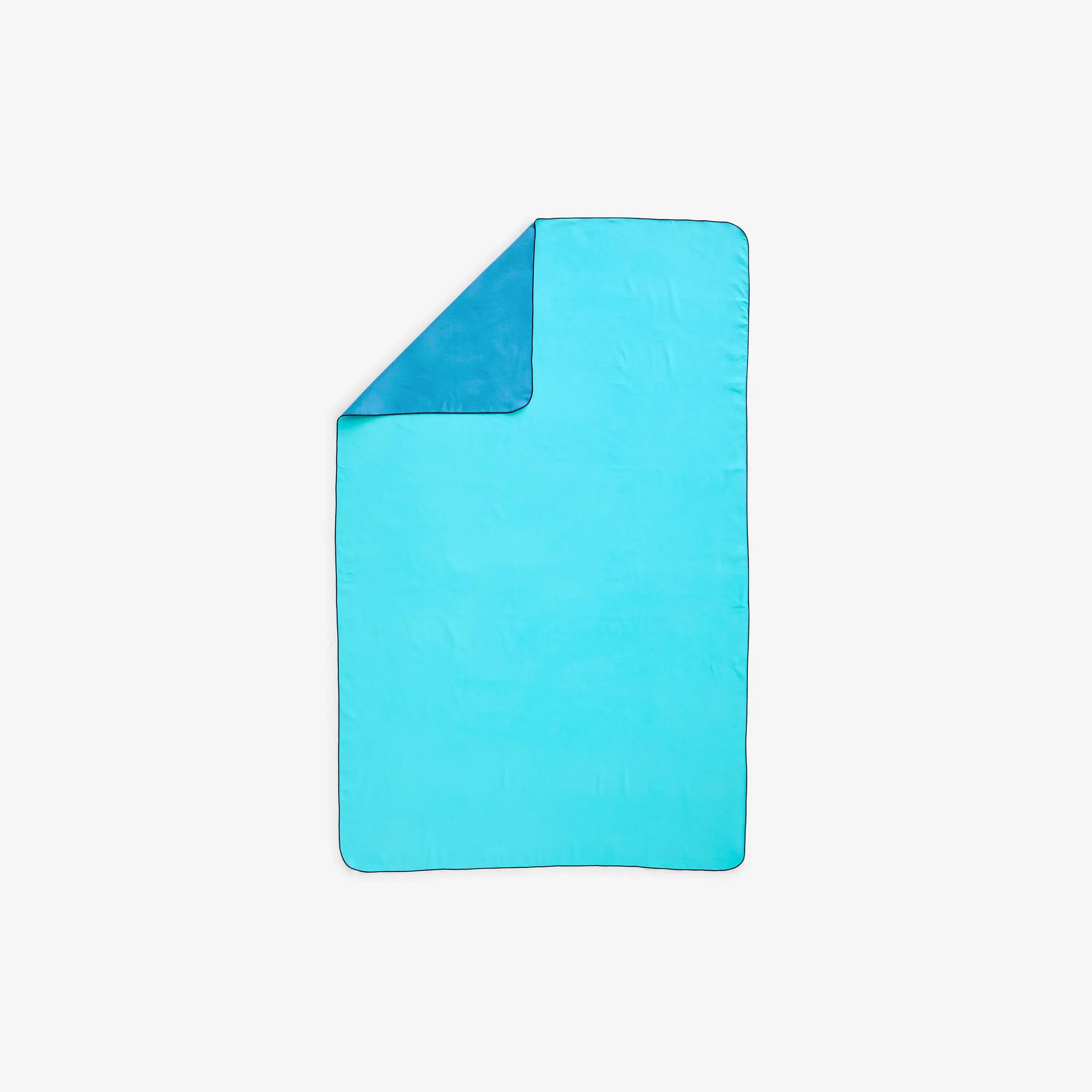 Double-sided microfibre towel size XL 110 x 175 cm, blue/green