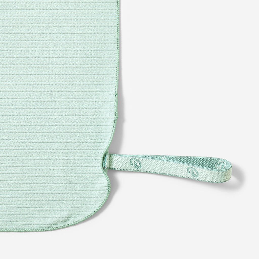 Microfibre striped l towel light green