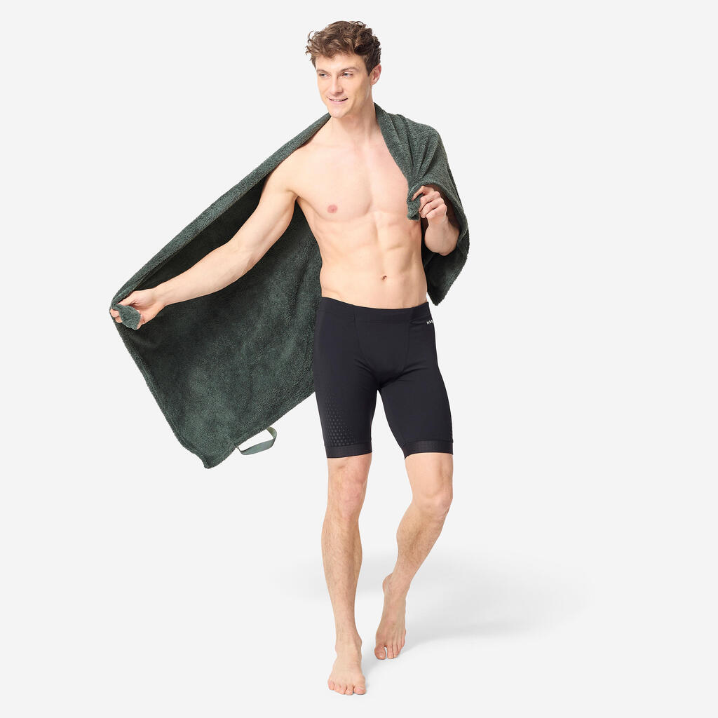 Serviette de bain microfibre ultra douce vert kaki taille l 80 x 130 cm