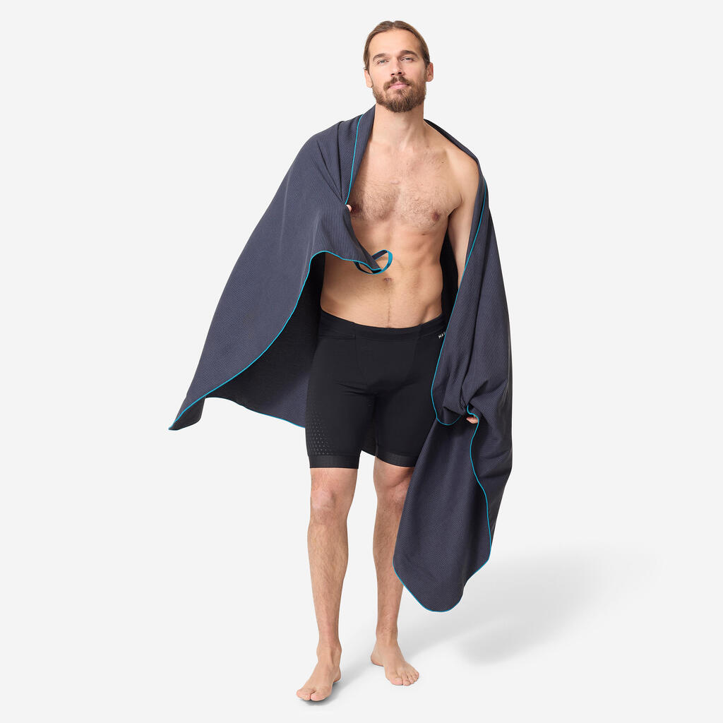 Serviette De Bain Microfibre A Rayures vert foncé/ vert Taille XL 110 x 175 cm