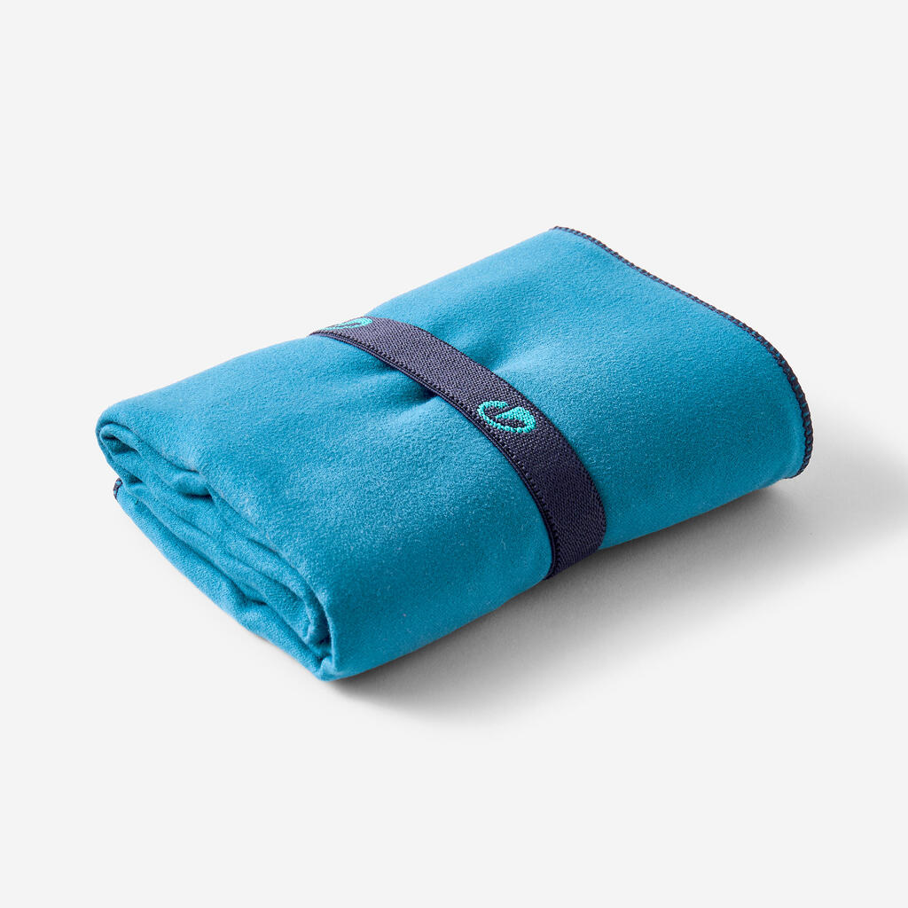 Serviette de bain microfibre double face vert/bleu taille M 60 x 80 cm