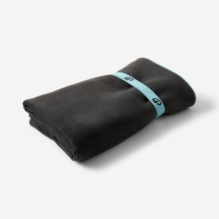 Black Decathlon microfibre towel size L 80 x 130 cm