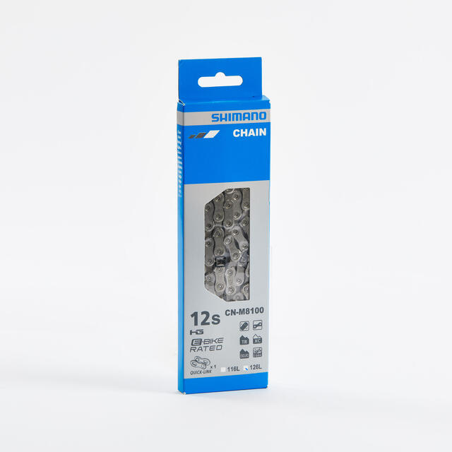 SHIMANO Chaîne XT CN-M8100 12 Vitesses – 116 Maillons, Hyperglide+, Qualité VTT Haut De Gamme, Avec Quick-Link