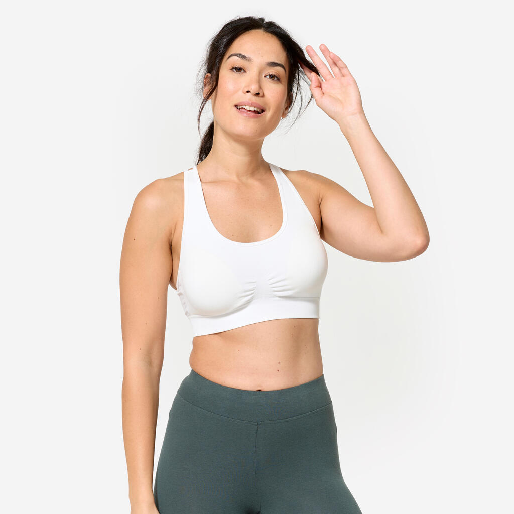 Brassière bretelles croisées maintien léger Femme, Blanc