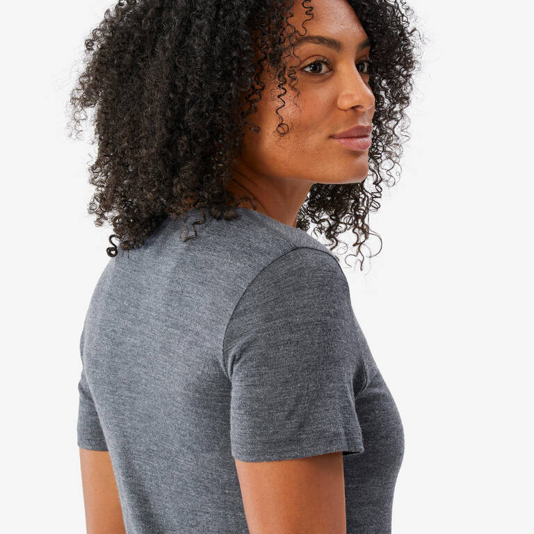 Women's Travel Trekking Merino Wool Short-Sleeved T-Shirt - TRAVEL 500