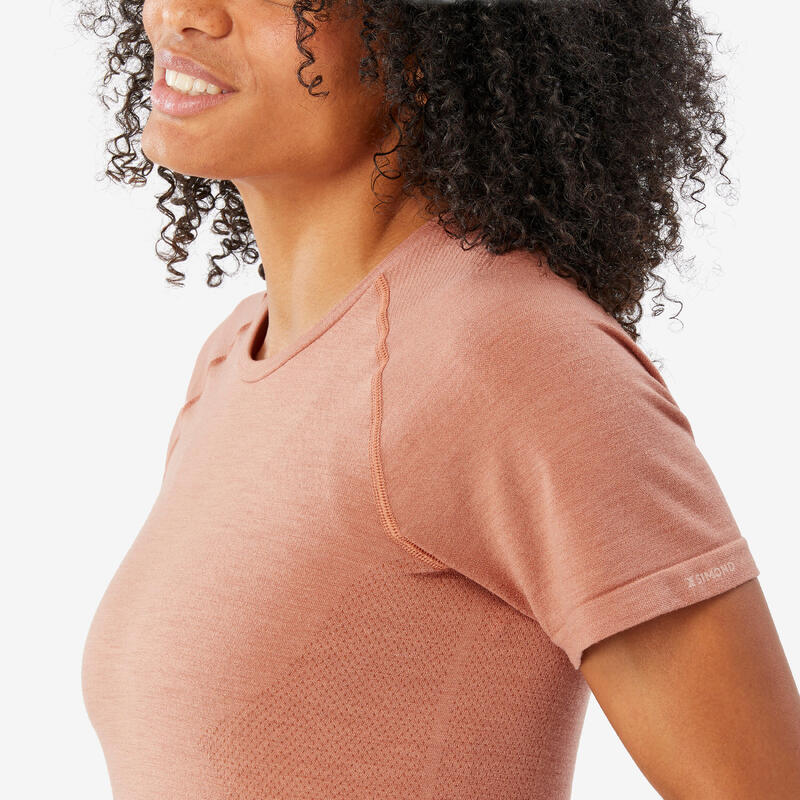 T-shirt de trek seamless manches courtes en laine mérinos - Femme - MT900