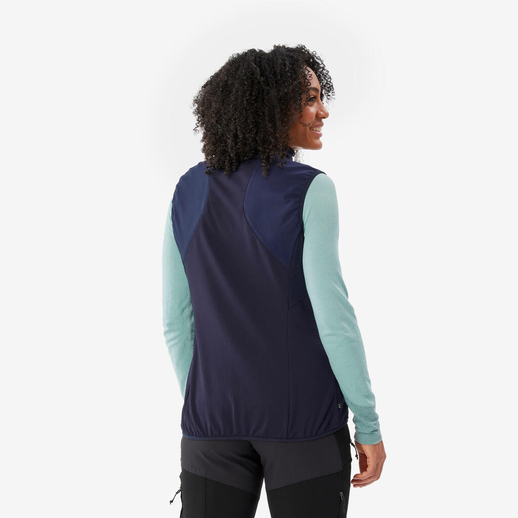 Women's mountain trekking windproof gilet - TREK 500 - Dark Blue