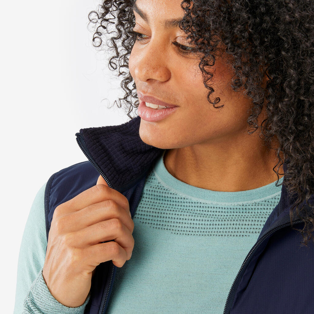 Women's mountain trekking windproof gilet - TREK 500 - Dark Blue