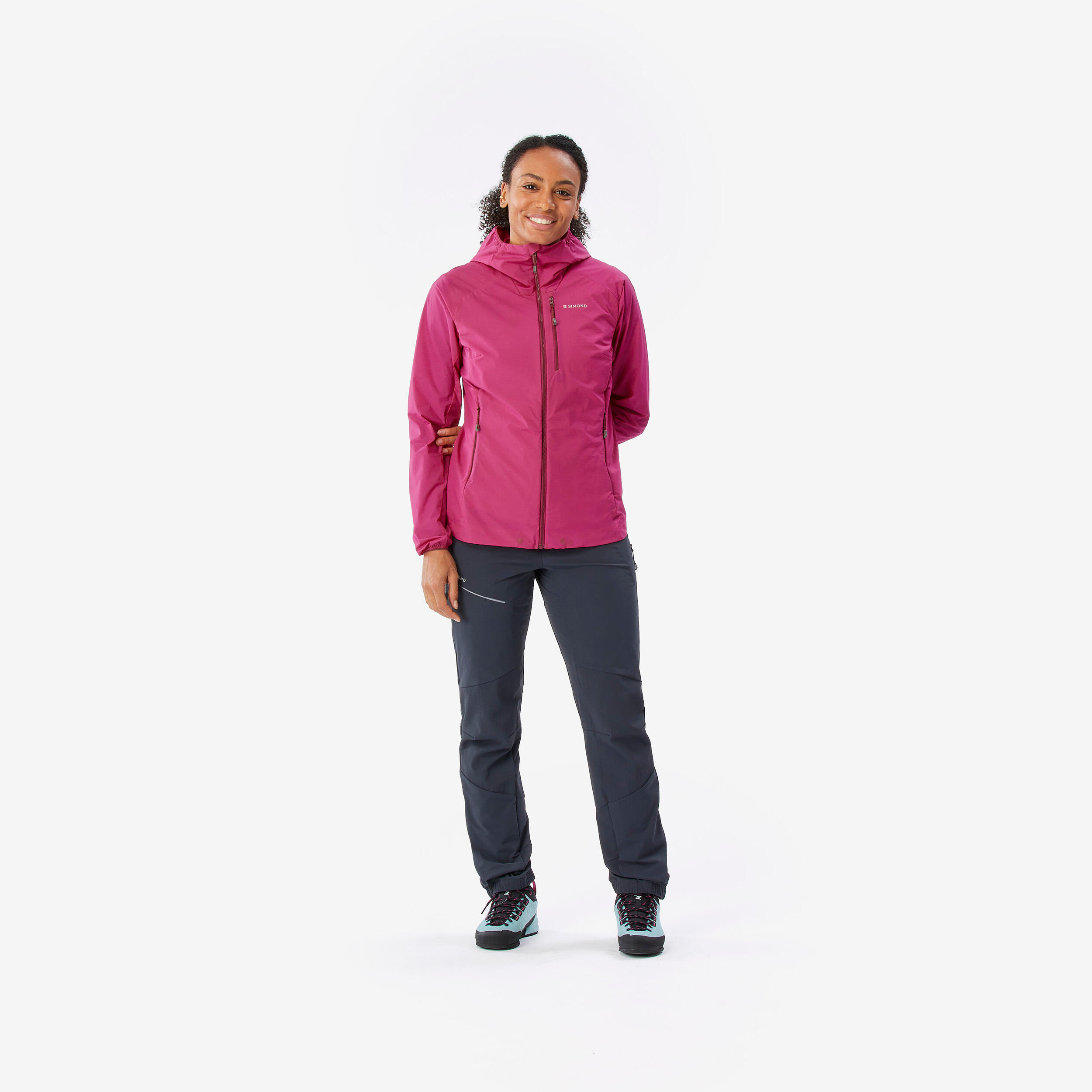 WOMEN'S WINDPROOF JACKET FOR MOUNTAINEERING - FUCHSIA PINK