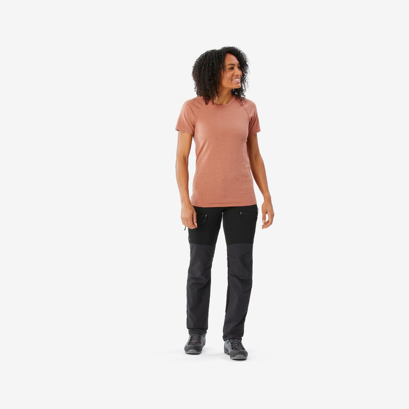 T-shirt de trek seamless manches courtes en laine mérinos - Femme - MT900