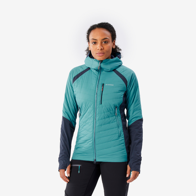 Veste hybride sprint synthétique laine alpinisme femme bleu