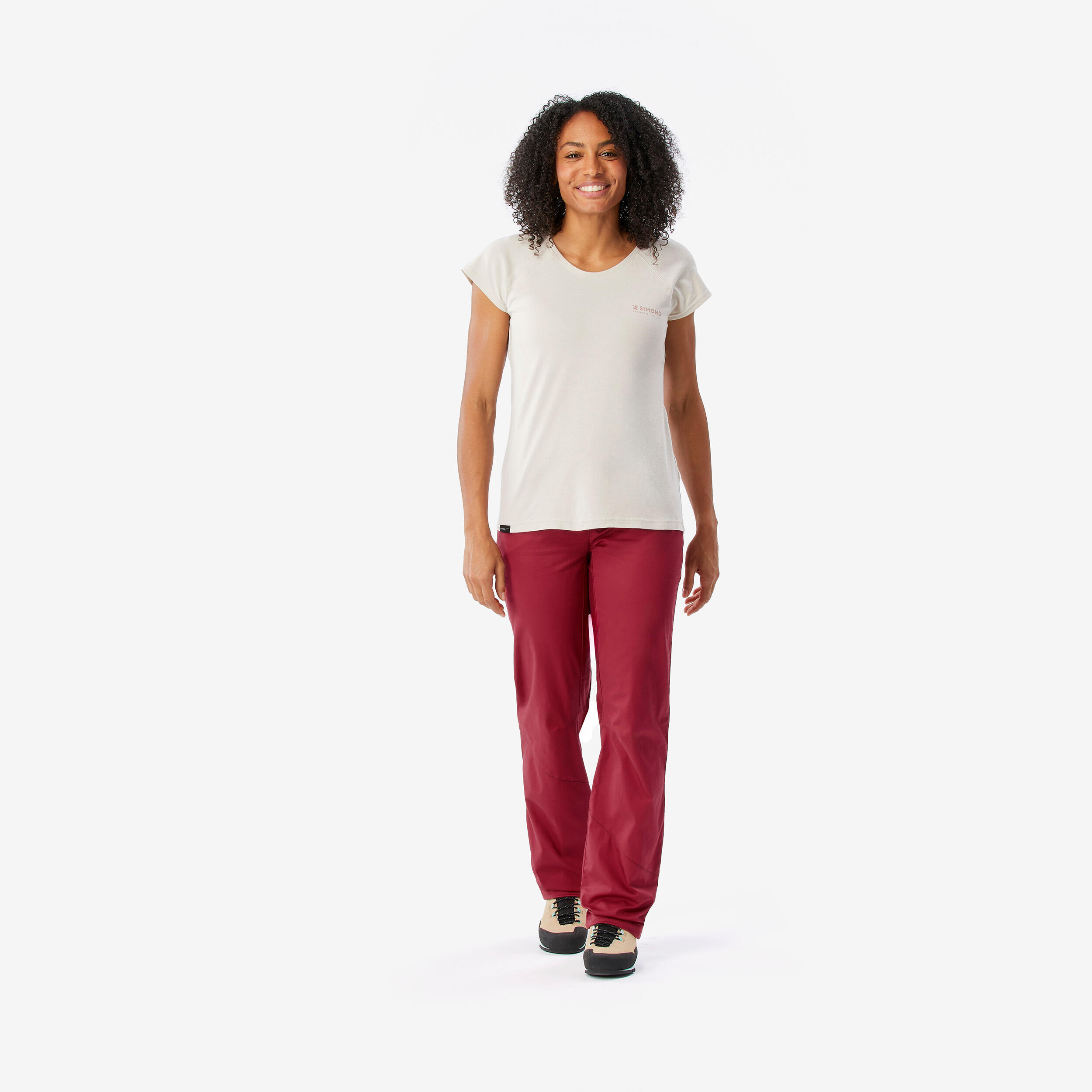 WOMEN’S COTTON STRETCH CLIMBING TROUSERS VERTIKA - RUBY RED 3/9