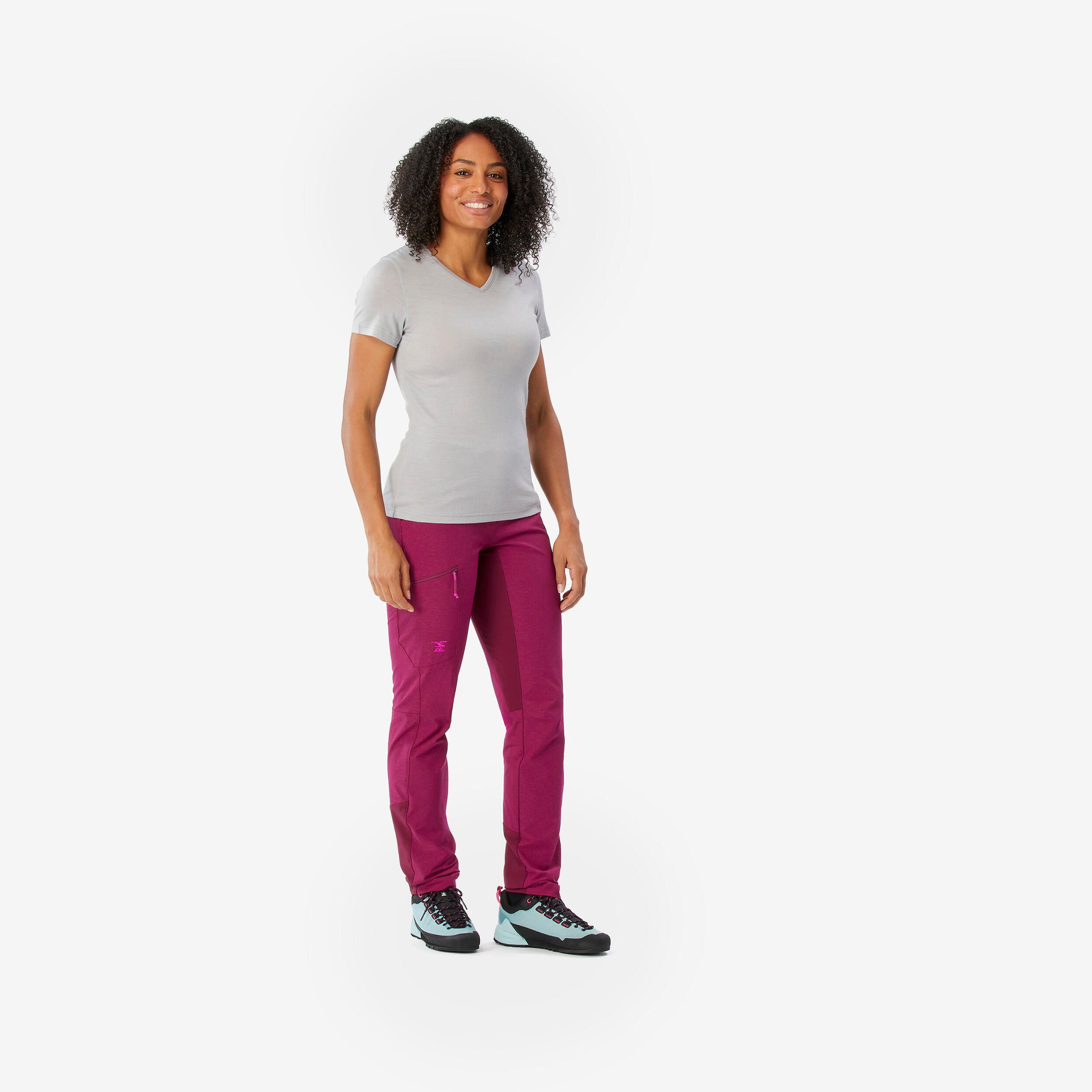 WOMEN'S CLIMBING PANTS STRETCH EDGE - BEETROOT 3/9