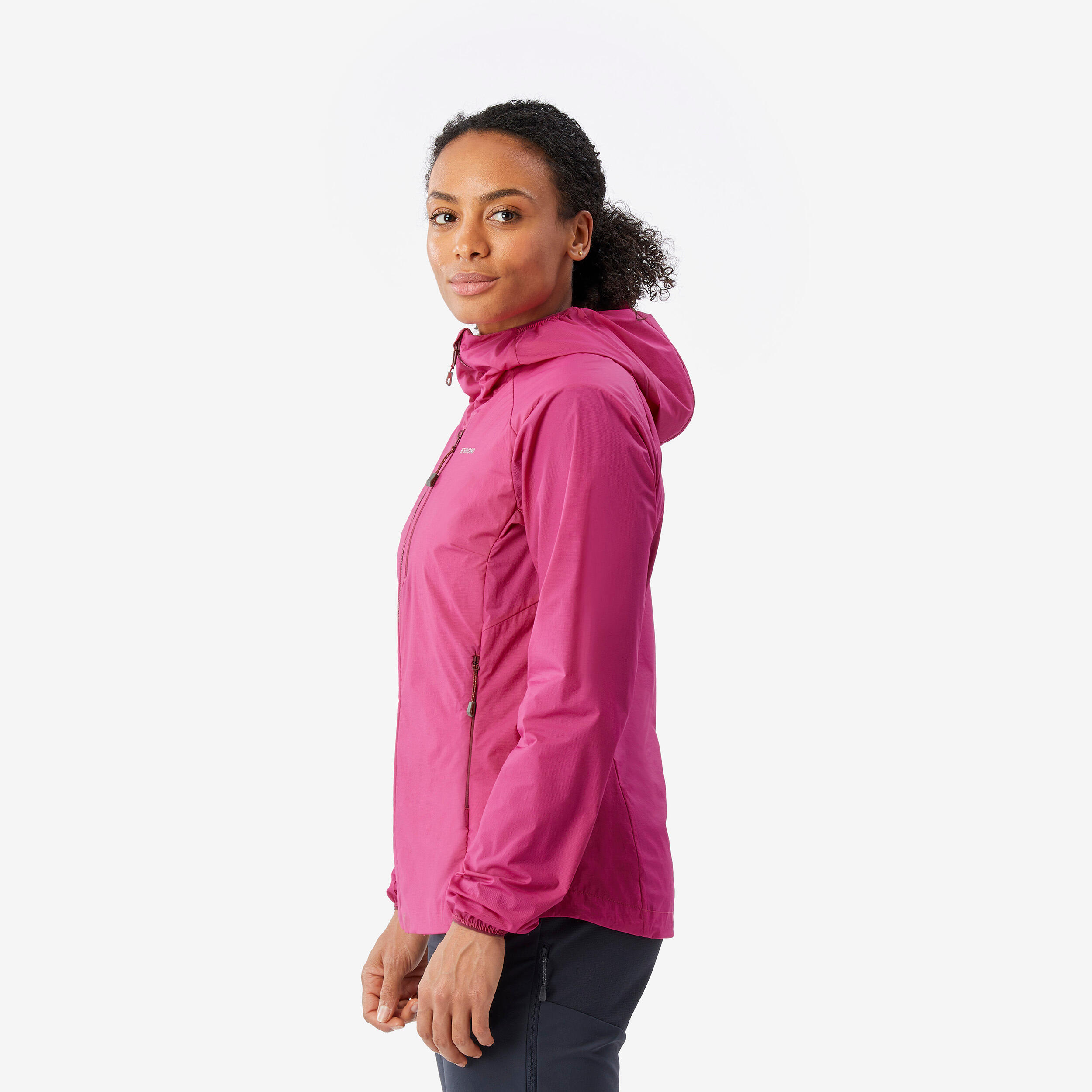 WOMEN'S WINDPROOF JACKET FOR MOUNTAINEERING - FUCHSIA PINK