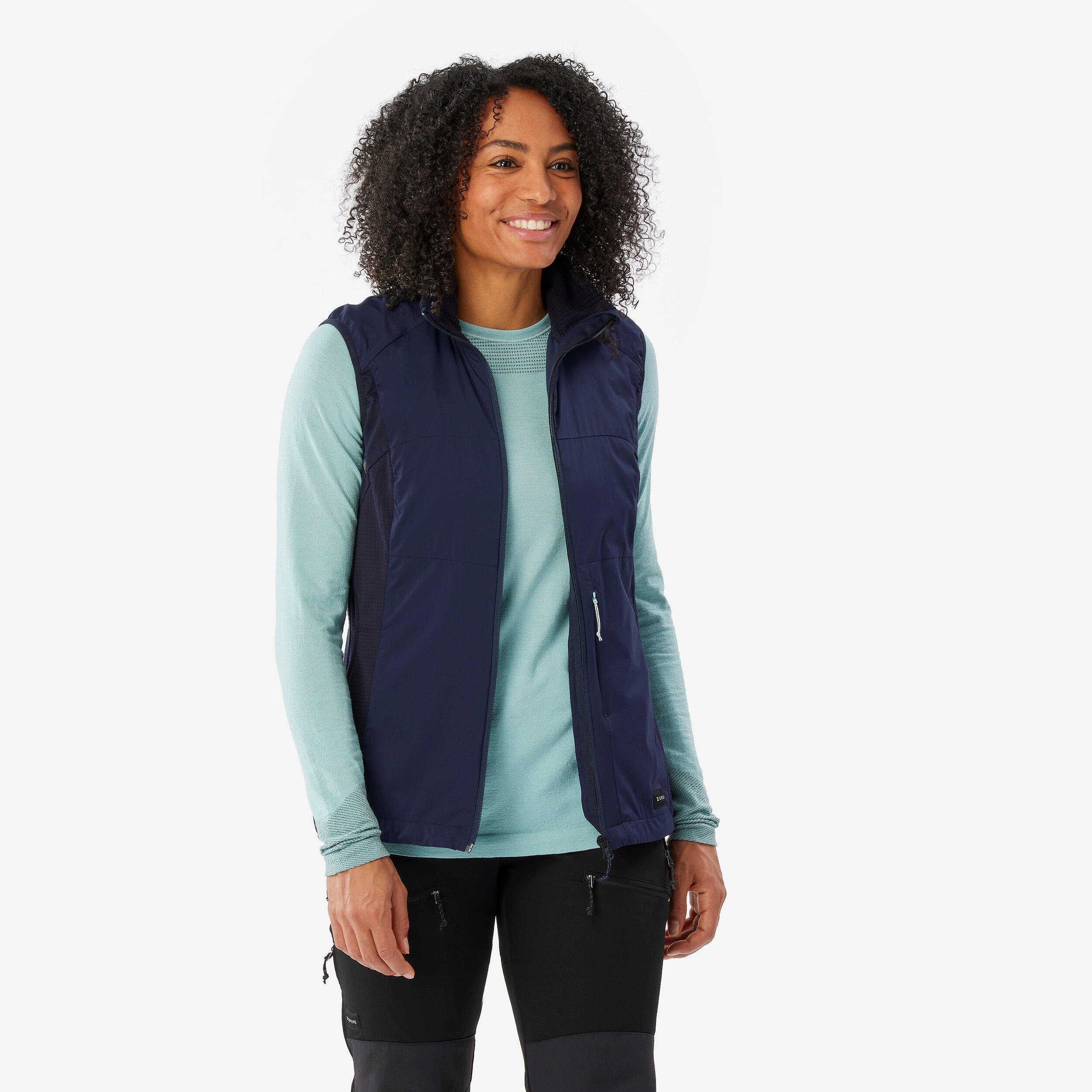 Winddichte bodywarmer voor bergtrekking voor dames Trek 500 donkerblauw 5/8
