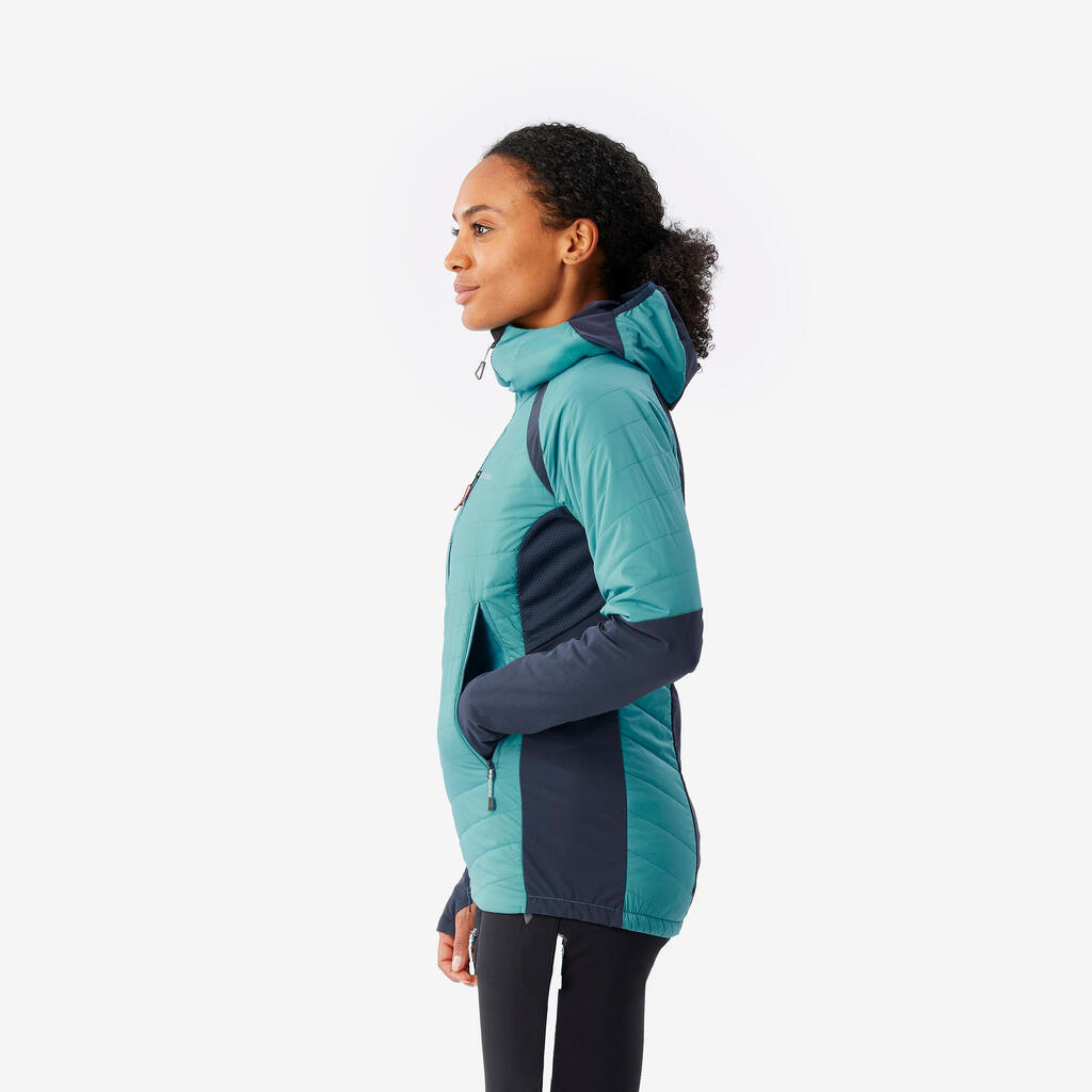 WOMEN'S HYBRID JACKET SPRINT SYNTHETIC & WOOL MOUNTAINEERING - BLUE GREY